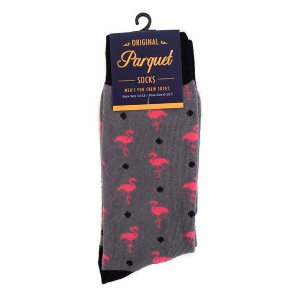 Men's Crew Socks -Flamingo -GR/PK- NWT - Picture 2 of 5